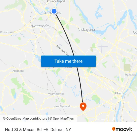 Nott St & Maxon Rd to Delmar, NY map