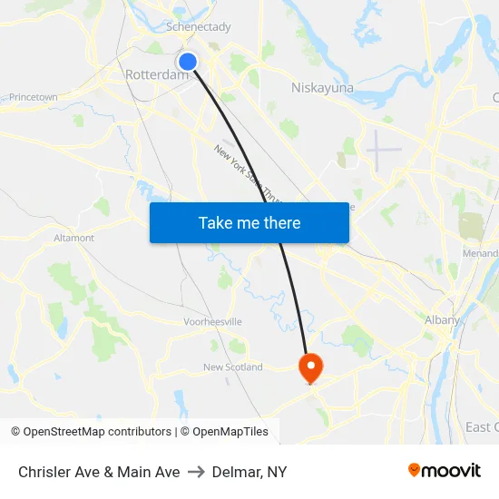 Chrisler Ave & Main Ave to Delmar, NY map