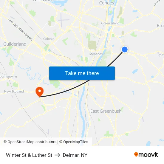 Winter St & Luther St to Delmar, NY map