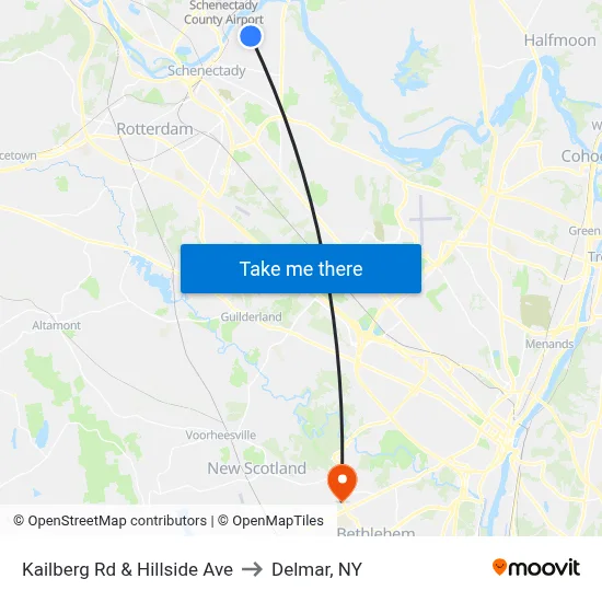 Kailberg Rd & Hillside Ave to Delmar, NY map
