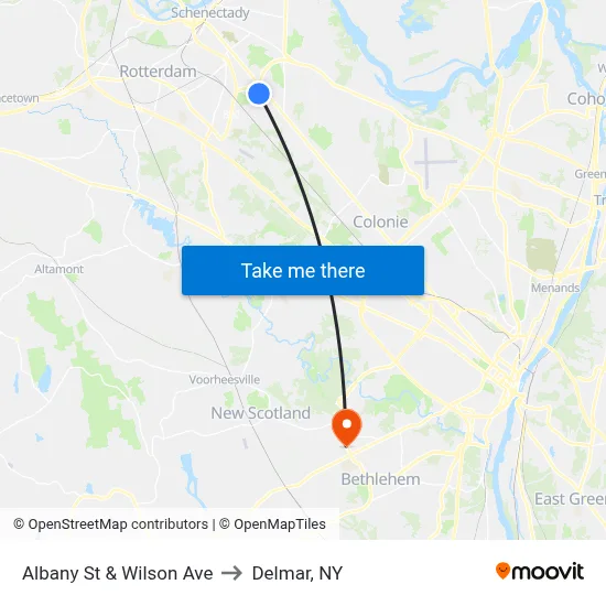 Albany St & Wilson Ave to Delmar, NY map