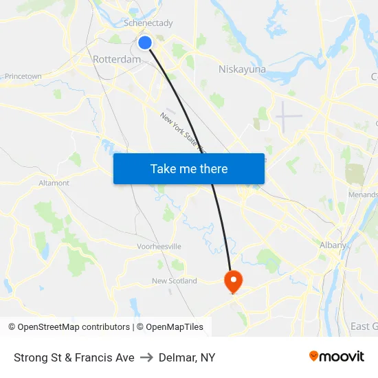 Strong St & Francis Ave to Delmar, NY map