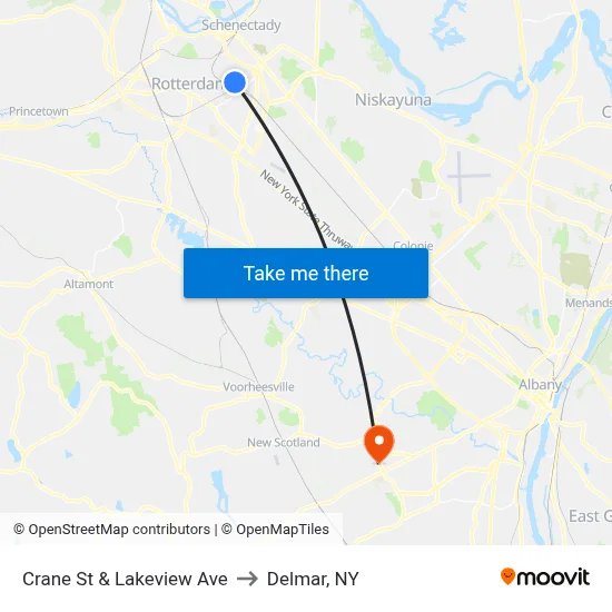 Crane St & Lakeview Ave to Delmar, NY map
