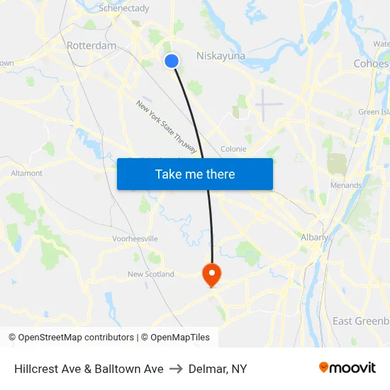 Hillcrest Ave & Balltown Ave to Delmar, NY map