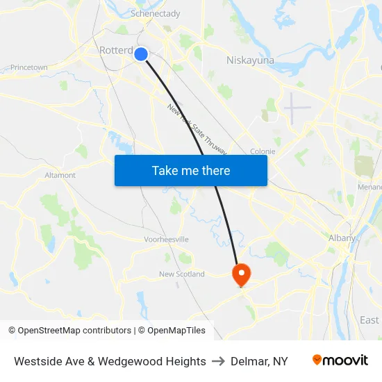 Westside Ave & Wedgewood Heights to Delmar, NY map