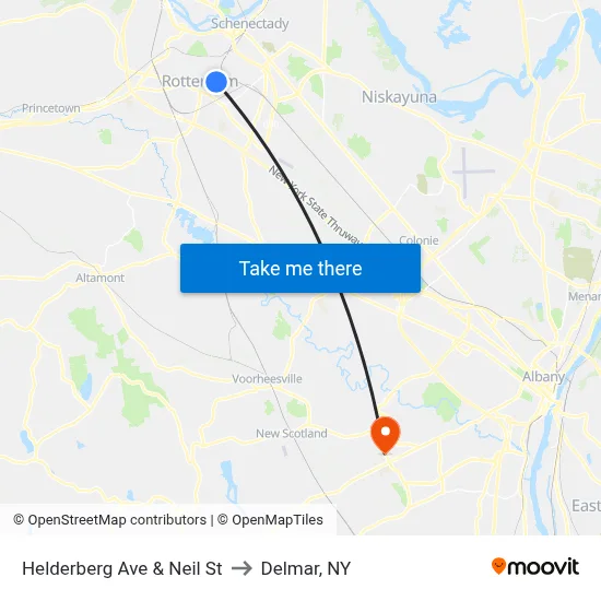 Helderberg Ave & Neil St to Delmar, NY map
