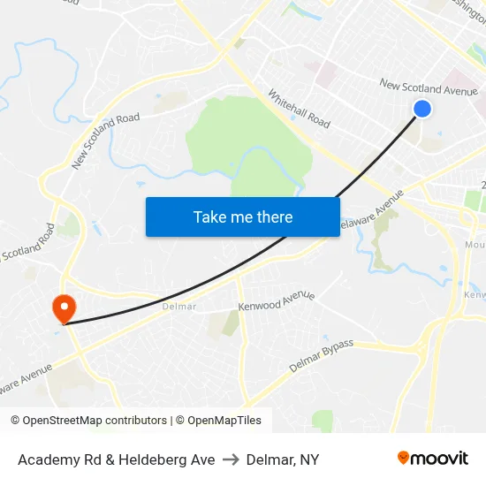 Academy Rd & Heldeberg Ave to Delmar, NY map