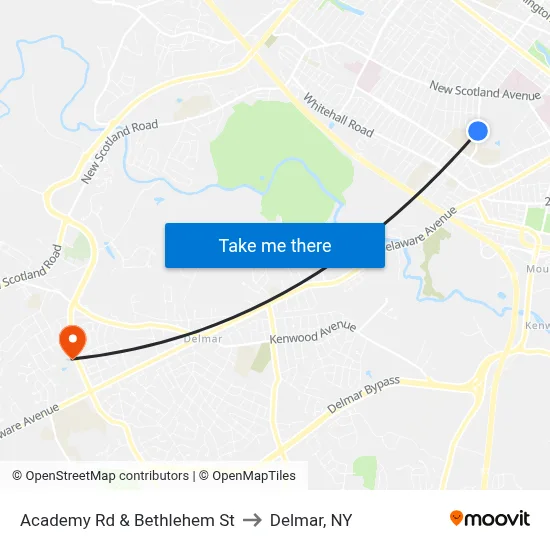 Academy Rd & Bethlehem St to Delmar, NY map