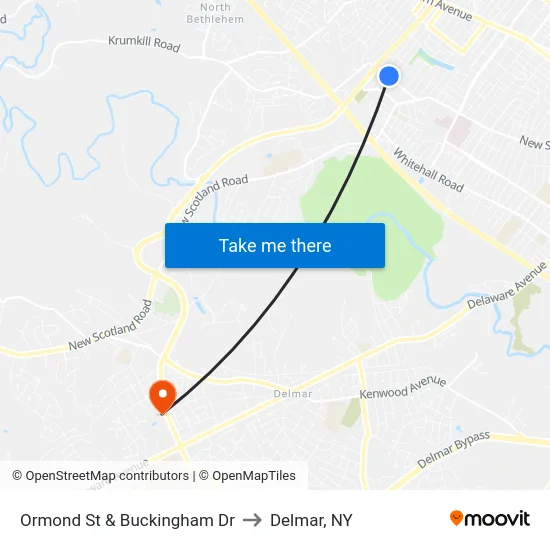 Ormond St & Buckingham Dr to Delmar, NY map