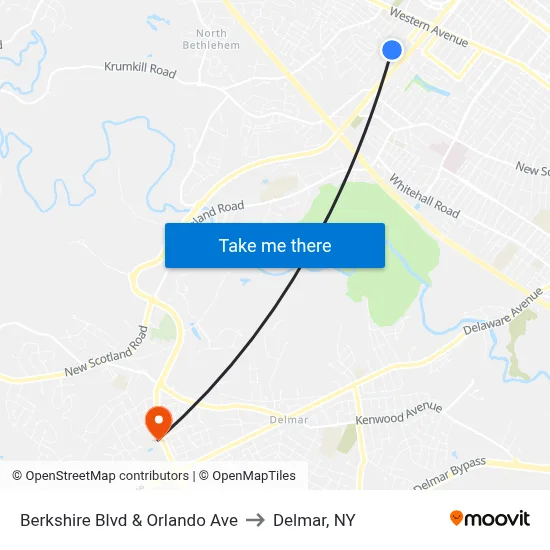 Berkshire Blvd & Orlando Ave to Delmar, NY map