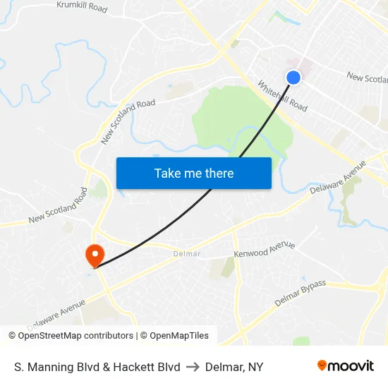 S. Manning Blvd & Hackett Blvd to Delmar, NY map
