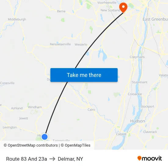 Route 83 And 23a to Delmar, NY map