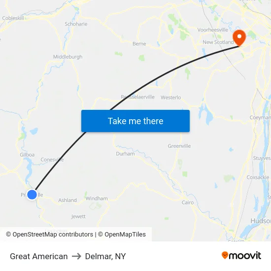 Great American to Delmar, NY map