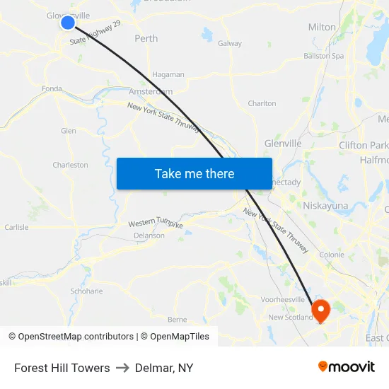 Forest Hill Towers to Delmar, NY map