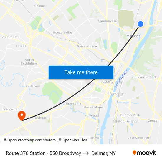 Route 378 Station - 550 Broadway to Delmar, NY map