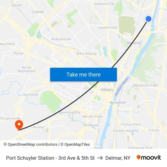 Port Schuyler Station - 3rd Ave & 5th St to Delmar, NY map