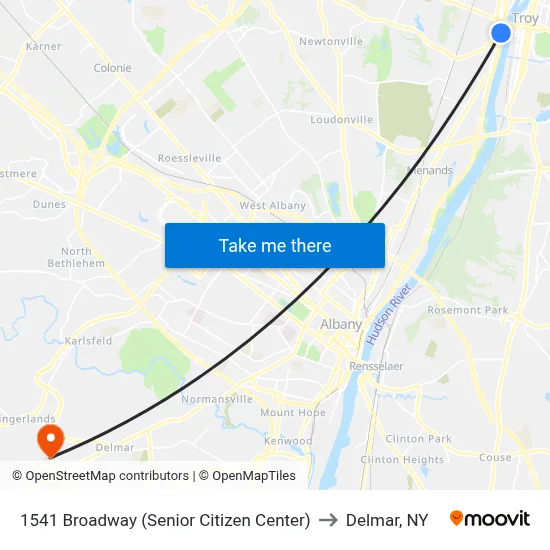 1541 Broadway (Senior Citizen Center) to Delmar, NY map