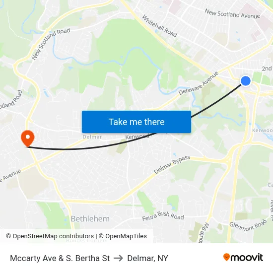 Mccarty Ave & S. Bertha St to Delmar, NY map