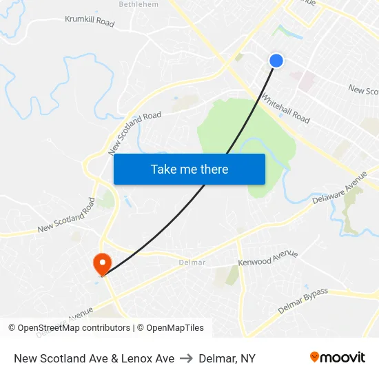 New Scotland Ave & Lenox Ave to Delmar, NY map