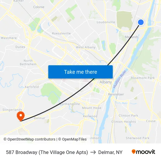 587 Broadway (The Village One Apts) to Delmar, NY map