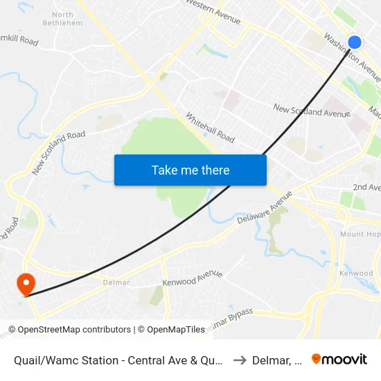 Quail/Wamc Station - Central Ave & Quail St to Delmar, NY map