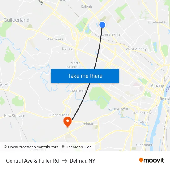 Central Ave & Fuller Rd to Delmar, NY map