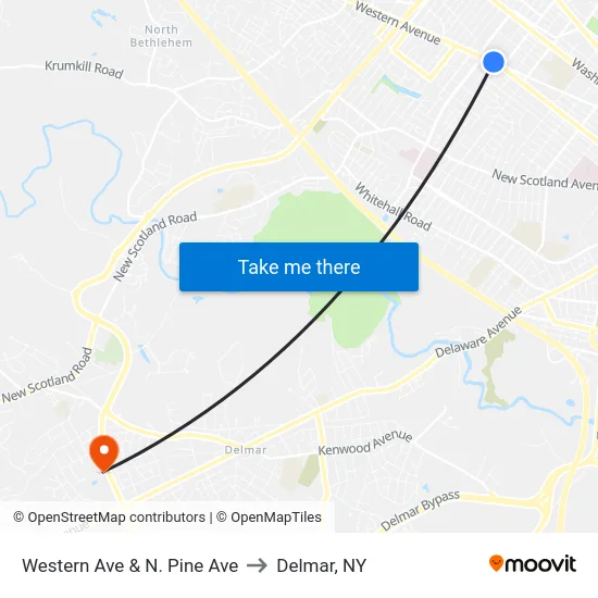 Western Ave & N. Pine Ave to Delmar, NY map