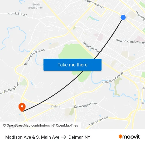 Madison Ave & S. Main Ave to Delmar, NY map