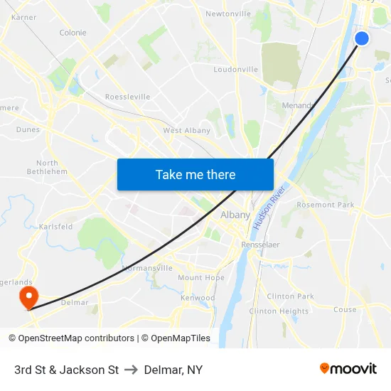 3rd St & Jackson St to Delmar, NY map