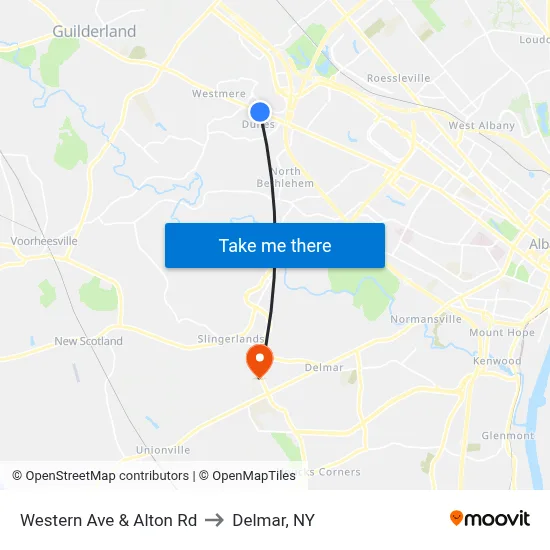 Western Ave & Alton Rd to Delmar, NY map