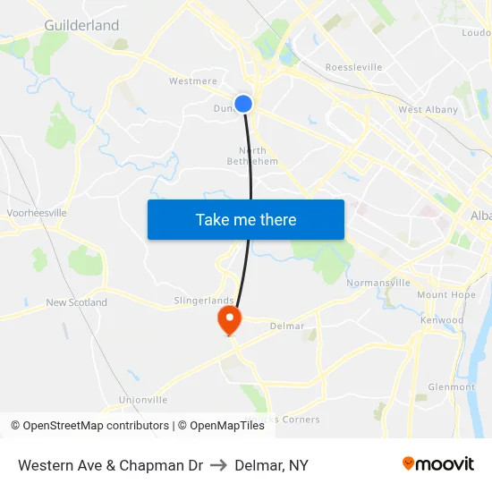 Western Ave & Chapman Dr to Delmar, NY map