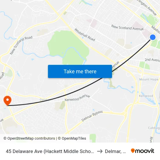 45 Delaware Ave (Hackett Middle School) to Delmar, NY map