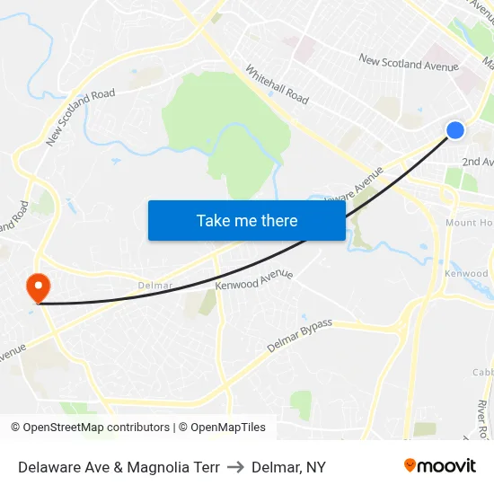 Delaware Ave & Magnolia Terr to Delmar, NY map