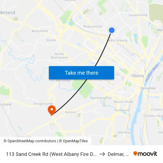 113 Sand Creek Rd (West Albany Fire Dept) to Delmar, NY map