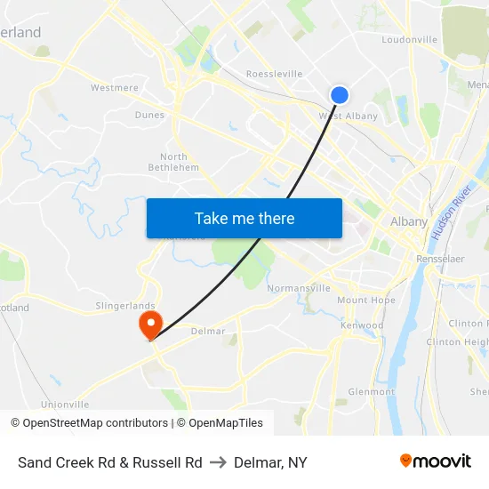 Sand Creek Rd & Russell Rd to Delmar, NY map