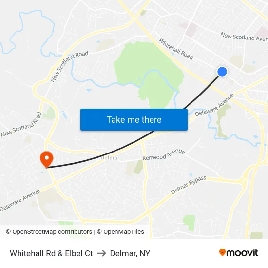 Whitehall Rd & Elbel Ct to Delmar, NY map