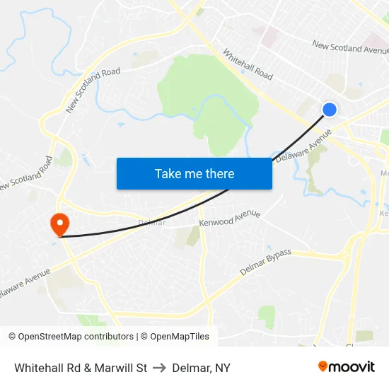 Whitehall Rd & Marwill St to Delmar, NY map
