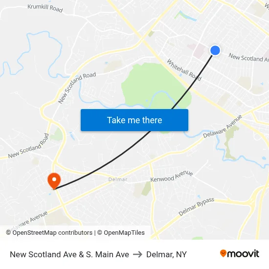 New Scotland Ave & S. Main Ave to Delmar, NY map