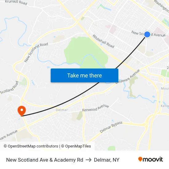 New Scotland Ave & Academy Rd to Delmar, NY map