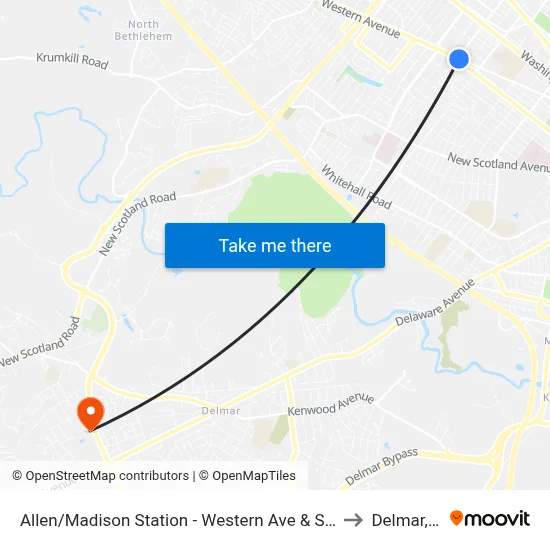 Allen/Madison Station - Western Ave & S. Allen St to Delmar, NY map