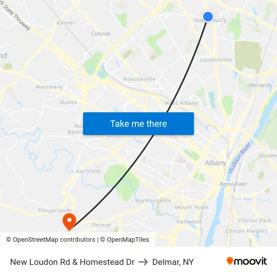 New Loudon Rd & Homestead Dr to Delmar, NY map