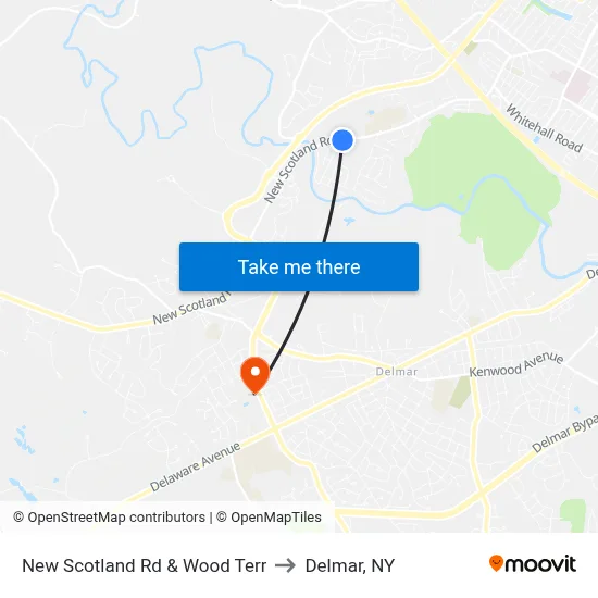 New Scotland Rd & Wood Terr to Delmar, NY map