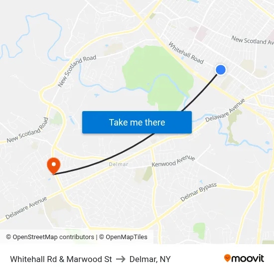 Whitehall Rd & Marwood St to Delmar, NY map