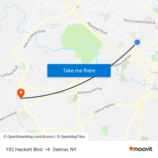102 Hackett Blvd to Delmar, NY map