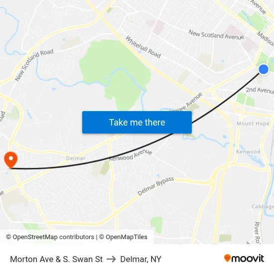 Morton Ave & S. Swan St to Delmar, NY map