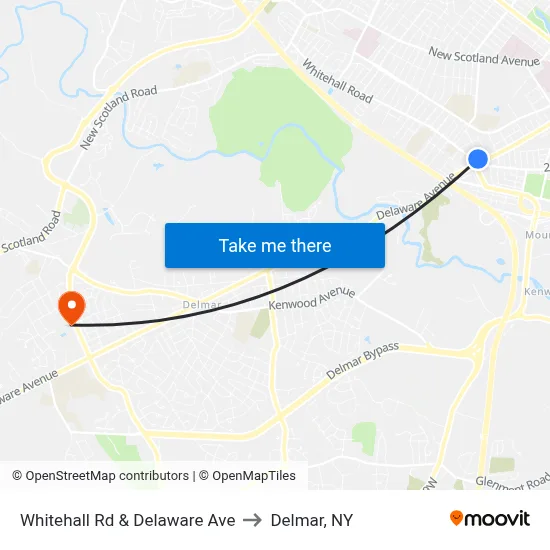 Whitehall Rd & Delaware Ave to Delmar, NY map