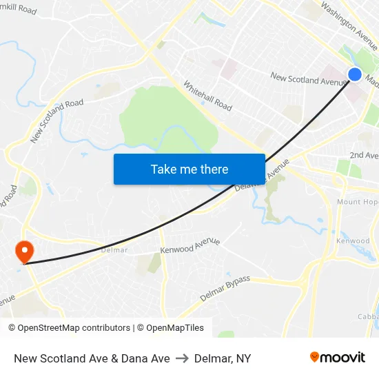 New Scotland Ave & Dana Ave to Delmar, NY map