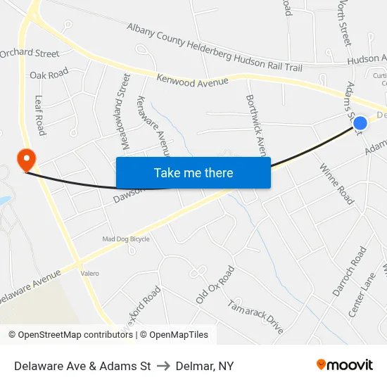 Delaware Ave & Adams St to Delmar, NY map