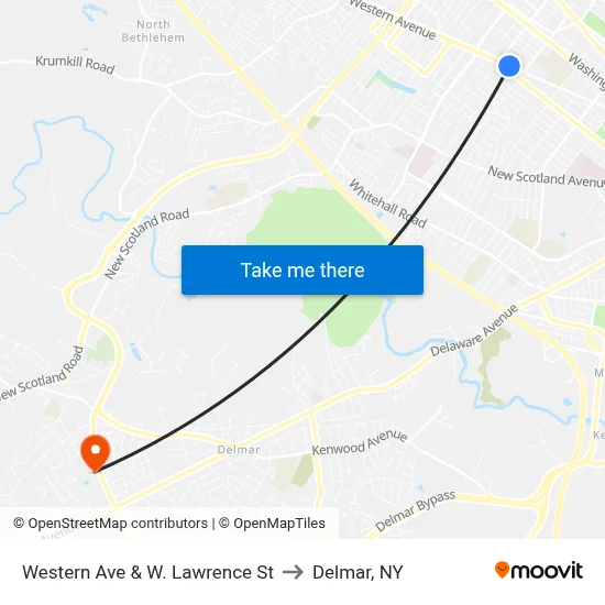 Western Ave & W. Lawrence St to Delmar, NY map