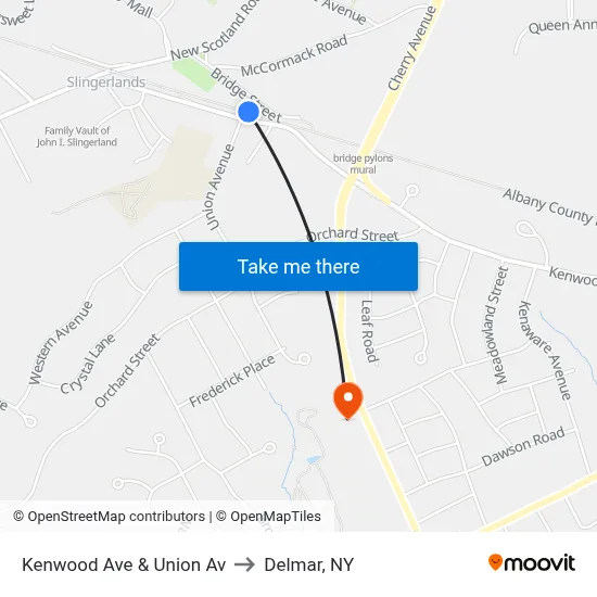 Kenwood Ave & Union Av to Delmar, NY map